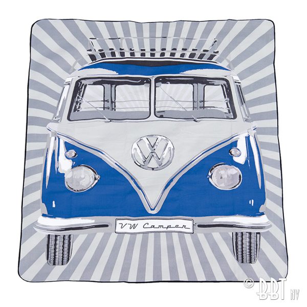 Övrigt Beach towel  VW T1 Deluxe Buss and stripes – red www.vwdelar.se