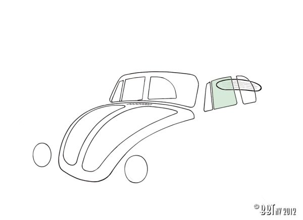 Rutor Dörrfönster, vänster, cabriolet, grön www.vwdelar.se